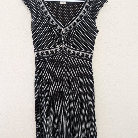 Vintage Max Studio Made in USA Skater Mini Dress 90s Ruched V Neck Size S - Picture 2 of 7